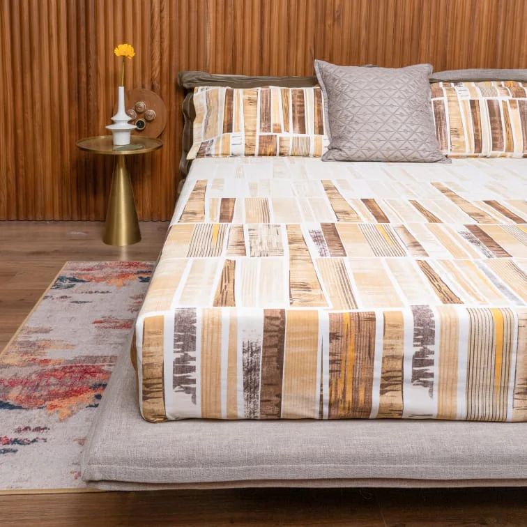 Stock Up And Save Before The Sale Ends 220 TC 100% Cotton printed bedsheet - Skyscrapper Mustard Stock Up And Save Before The Sale Ends 220 TC 100% Cotton printed bedsheet - Skyscrapper Mustard