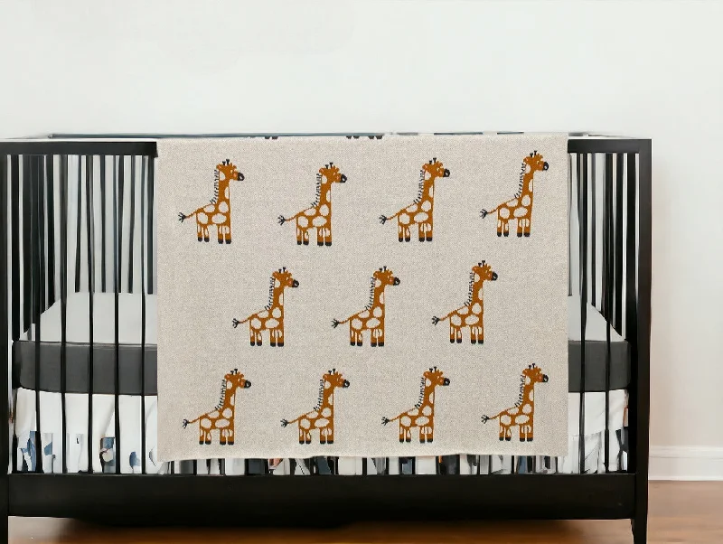 Weekend Savings Fiesta 40" X 32" Gray and Orange Cotton Animal Print Throw Blanket