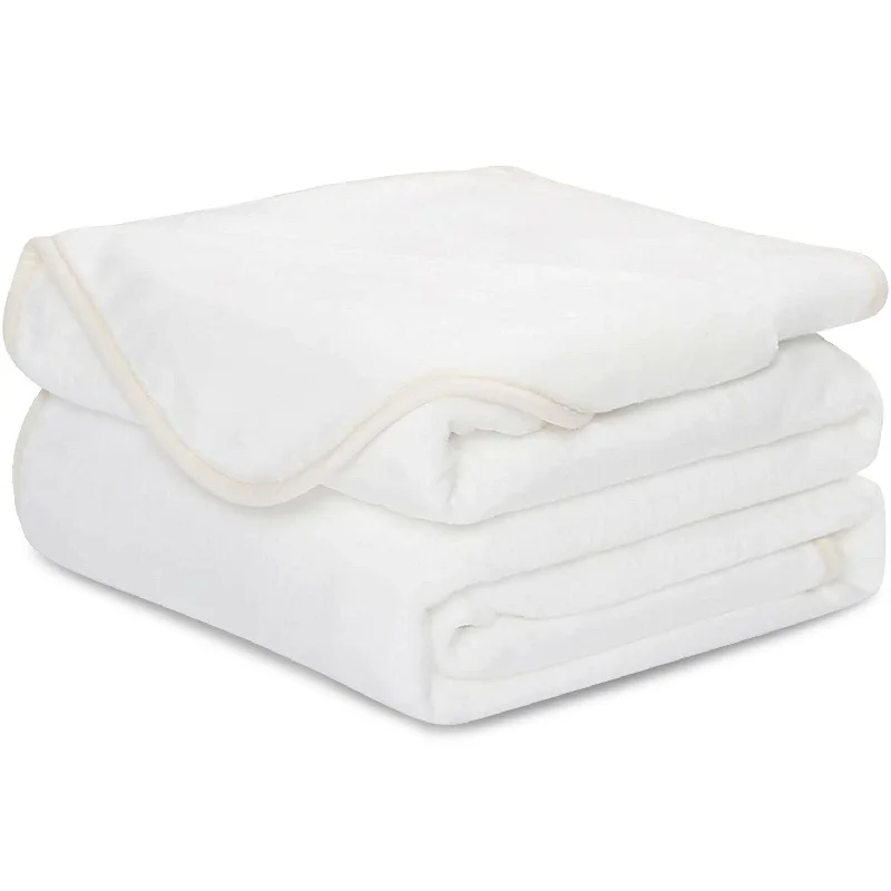 Weekend Discounts to Relish 59" X 51" White Woven Polyester Throw Blanket