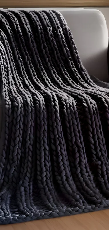 Mega Sale 60" X 40" Dark Slate Gray Knitted Polyester Throw Blanket
