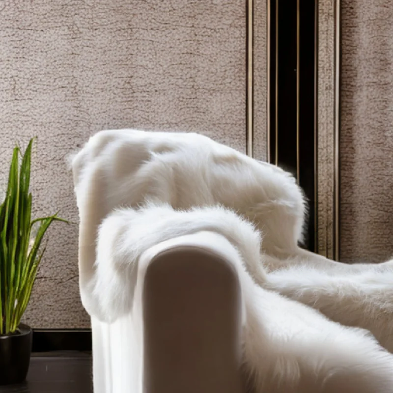 Weekend Offers That Shine 60" x 86" Royal White Long Hair Faux Fur Throw