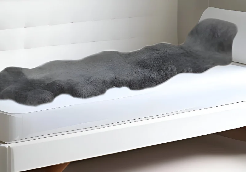 Unmissable Offer 72" X 24" Charcoal Plain Weave Sheepskin Throw Blanket
