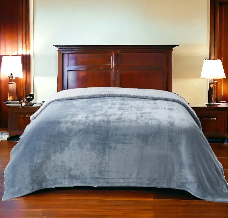 Lowest Price 80" X 60" Light Blue Knitted Polyester Plush Throw Blanket