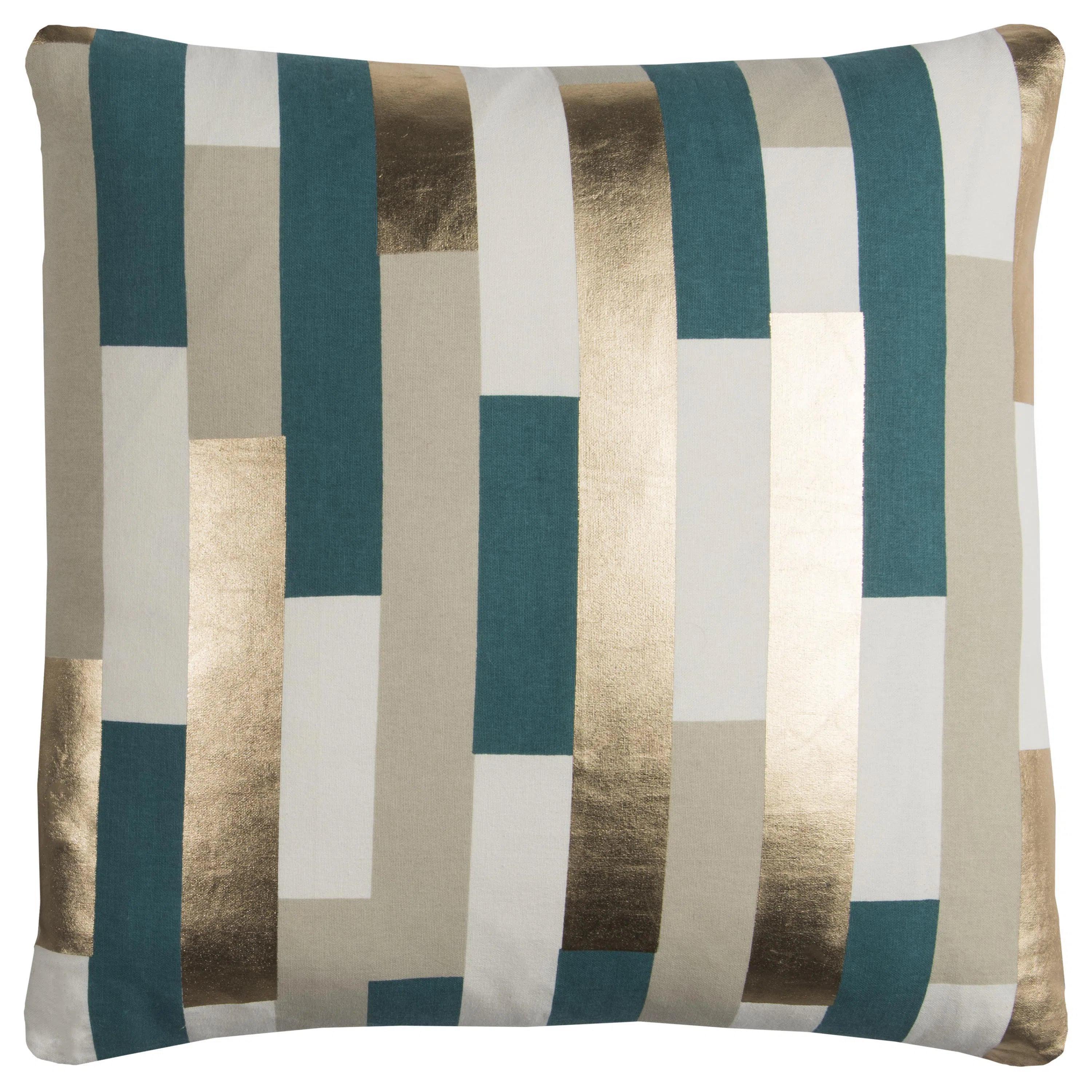 Can't Be Beat Aldo Gold & Teal Accent Pillow With Down Insert