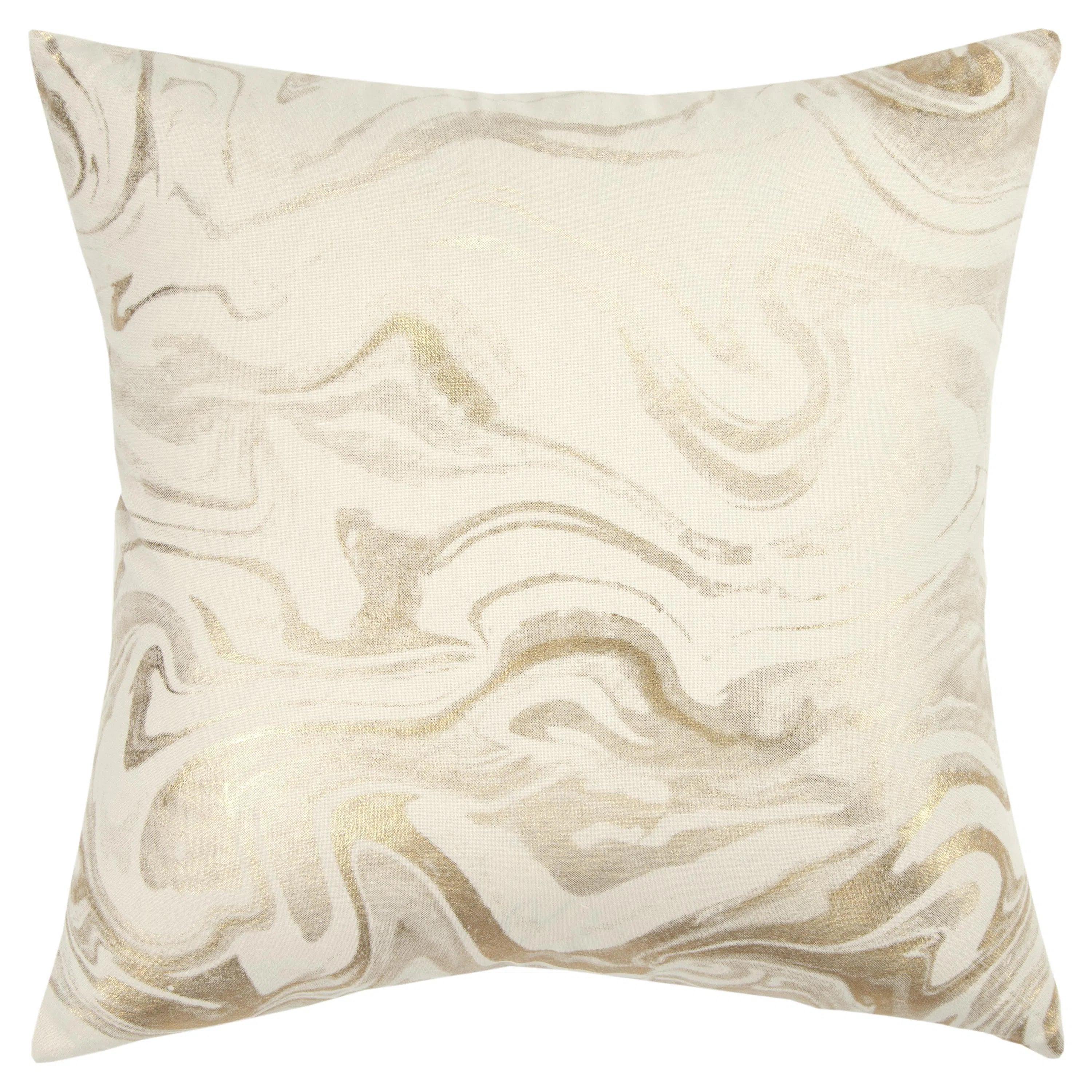 Unwind with Weekend Discounts Alegro Ivory Goold Throw Pillow With Down Insert