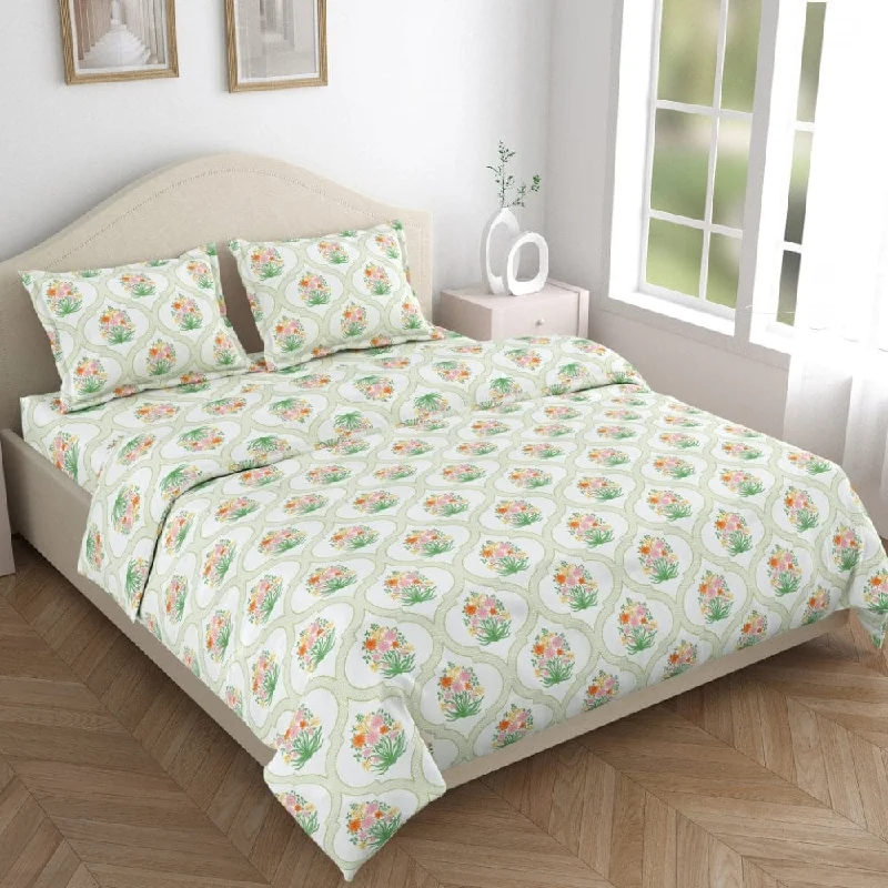 Lowest Price Amber Trellis 186 TC Cotton 100% Printed Flat Double Bedsheet