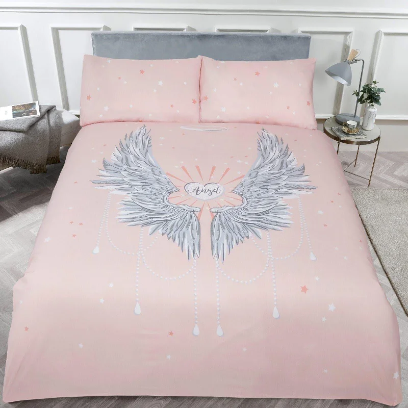 Fantastic Offers Angel Wings Duvet Cover Set Blush