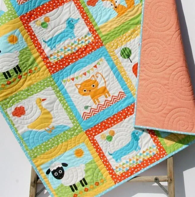 Special Promotion Animal Baby Quilt, Patchwork, Baby Blanket Unisex Dachshund Dog Cat Panda Sheep Fox, Orange Yellow Special Promotion Animal Baby Quilt, Patchwork, Baby Blanket Unisex Dachshund Dog Cat Panda Sheep Fox, Orange Yellow