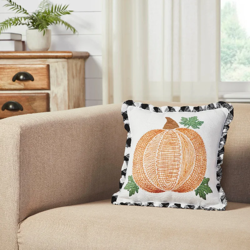 Stock Up On Your Favorites While It Lasts Annie Black Check Pumpkin Pillow 12x12