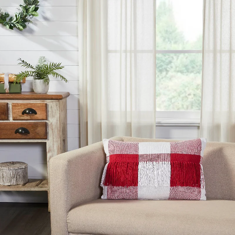 Your Favorite Items, Now At Lower Prices Annie Red Check Fringed Pillow 14x22