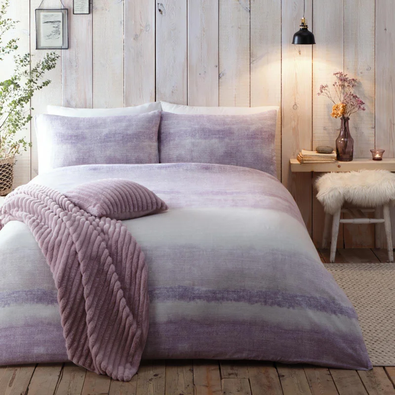 Sale Alert Anson Stripe Flannelette Brushed Cotton Duvet Cover Set Mauve