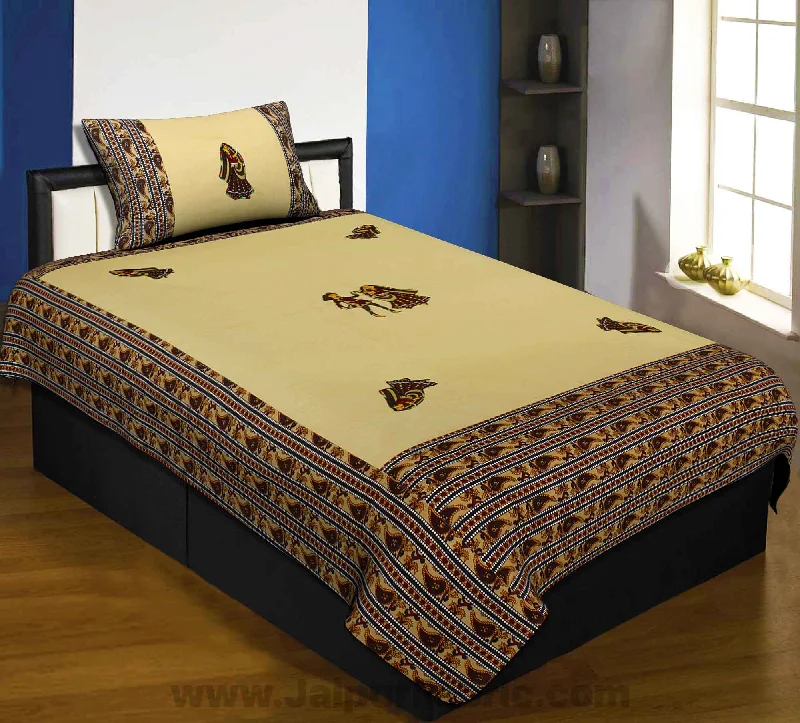Final Clearance Applique Cream Dandiya Jaipuri Hand Made Embroidery Patch Work Single Bedsheet Final Clearance Applique Cream Dandiya Jaipuri Hand Made Embroidery Patch Work Single Bedsheet
