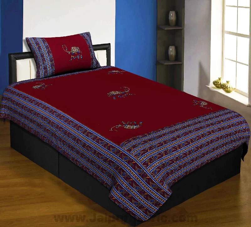 Shop Now Applique Maroon Camel Jaipuri Hand Made Embroidery Patch Work Single Bedsheet Shop Now Applique Maroon Camel Jaipuri Hand Made Embroidery Patch Work Single Bedsheet