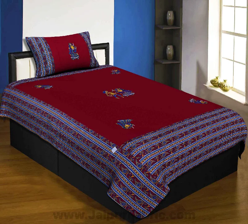 Act Fast Applique Maroon Dandiya Jaipuri Hand Made Embroidery Patch Work Single Bedsheet Act Fast Applique Maroon Dandiya Jaipuri Hand Made Embroidery Patch Work Single Bedsheet