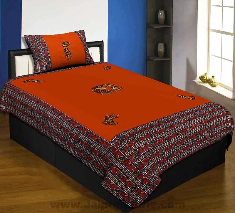 Overstock Clearance Applique Orange Chang Dance Jaipuri Hand Made Embroidery Patch Work Single Bedsheet Overstock Clearance Applique Orange Chang Dance Jaipuri Hand Made Embroidery Patch Work Single Bedsheet