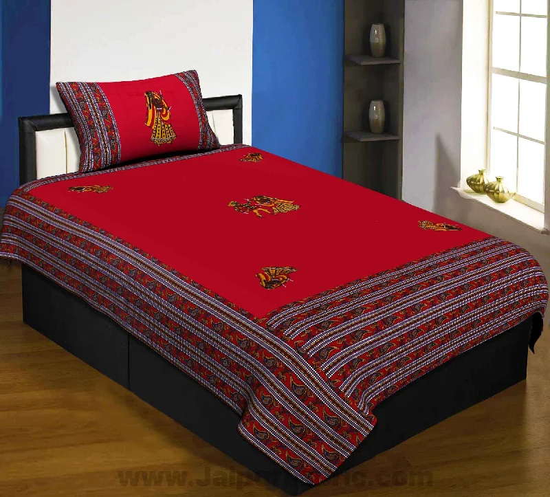 Half Price Applique Red Dandiya Jaipuri Hand Made Embroidery Patch Work Single Bedsheet Half Price Applique Red Dandiya Jaipuri Hand Made Embroidery Patch Work Single Bedsheet