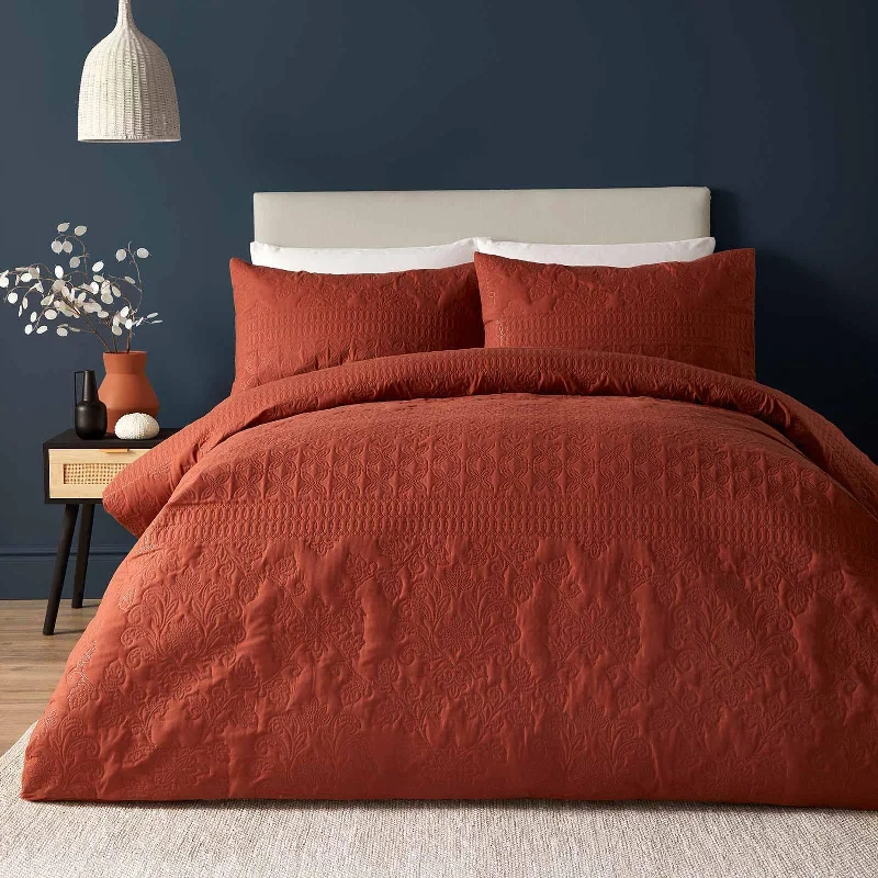Exclusive Offers Avery Stripe Duvet Cover Set Terracotta