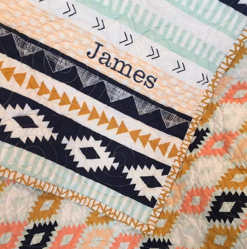 Weekend Special Aztec Crib Bedding, Arizona Baby Blanket, Southwest, Crib Quilt, Handmade, Baby Gift, Nursery Decor, Toddler, Navy Blue, Mint, Coral, Girl Weekend Special Aztec Crib Bedding, Arizona Baby Blanket, Southwest, Crib Quilt, Handmade, Baby Gift, Nursery Decor, Toddler, Navy Blue, Mint, Coral, Girl