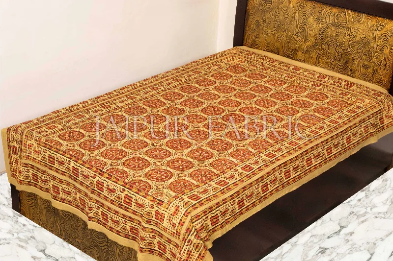 Final Sale Bagru Brown Color Handmade Print Single Bed Sheet