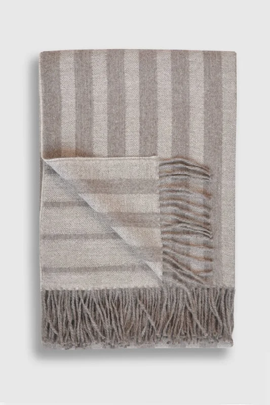 Flash Sale Happening Now – Act Fast Banda Baby Alpaca Throw Brown & Taupe Vertical Stripes