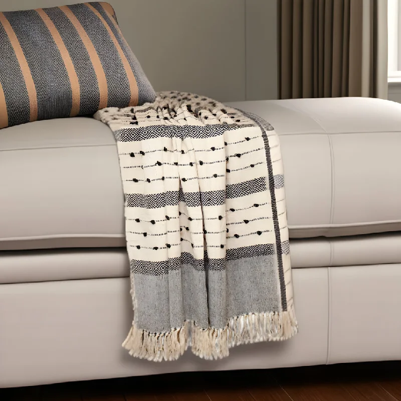 Low Prices Beige And Black Woven Wool Solid Color Reversable Throw