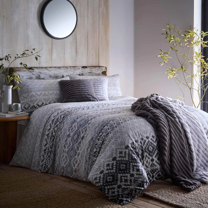 Mega Sale Bergen Flannelette Brushed Cotton Duvet Cover Set Grey