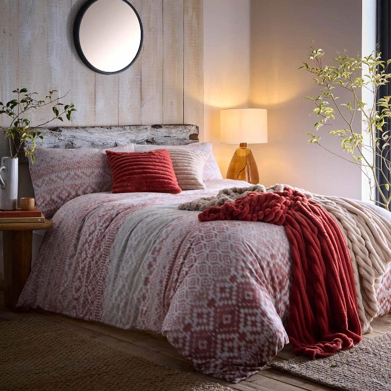 Now or Never Bergen Flannelette Brushed Cotton Duvet Cover Set Terracotta
