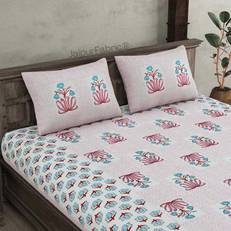 Exclusive Preview Blossomy Wonder Green Pure Cotton Double Bedsheet
