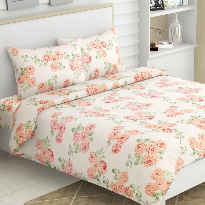 Exclusive Online Offer Blushing Blossom, 100% Cotton King Bedsheet, 120 TC