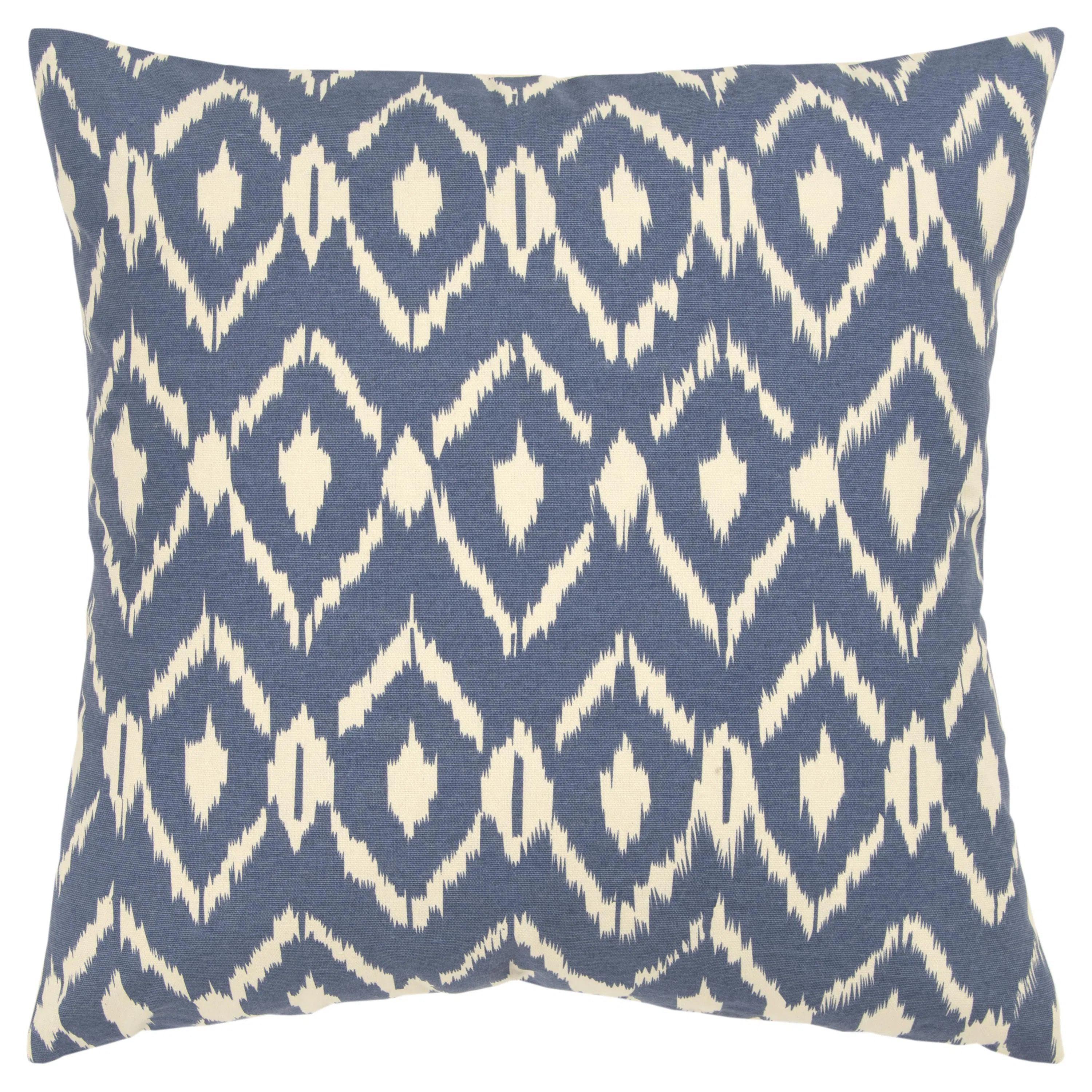 Bargain Bin Brian Ikat Daimond Blue Throw Pillow With Down Insert