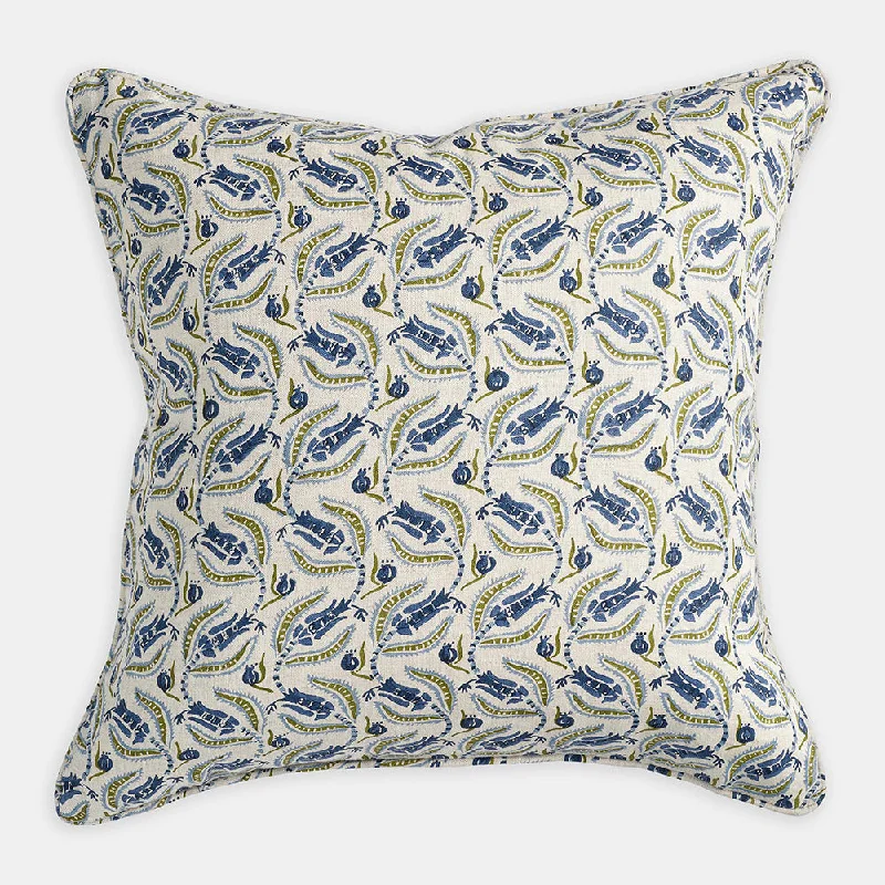 Super Sale Broccato Moss Azure Square Pillow