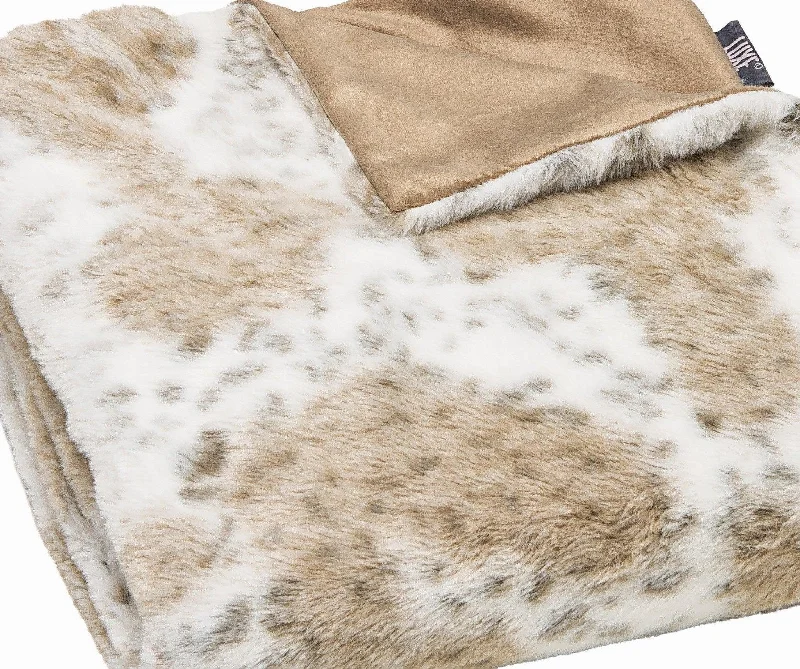 Extra Savings Brown & White Spotted Faux Fur Blanket