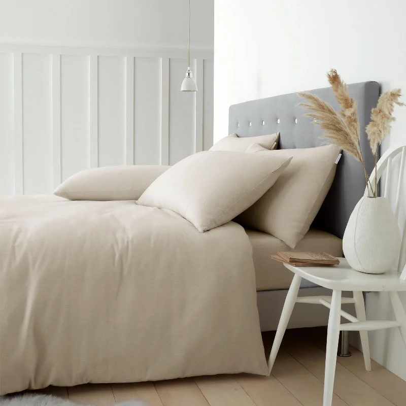 The Best Prices Brushed Cotton Flannelette Duvet Cover Set Cream