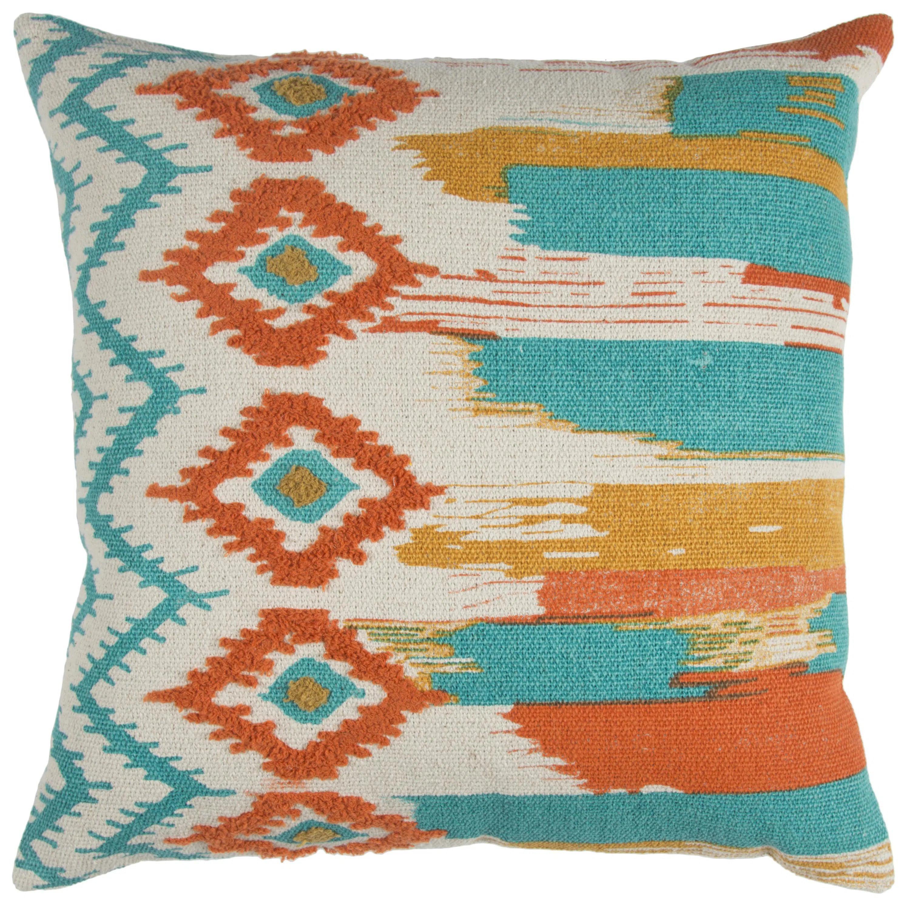 Lowest Rates Orange Ira Brushstroke Boho Throw Pillow With Down Insert