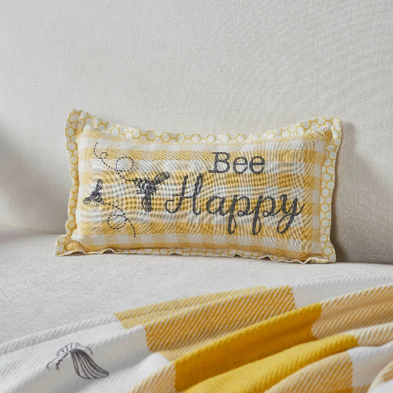 Hurry! Special Deals Ending Soon Buzzy Bees Bee Happy Pillow 7x13