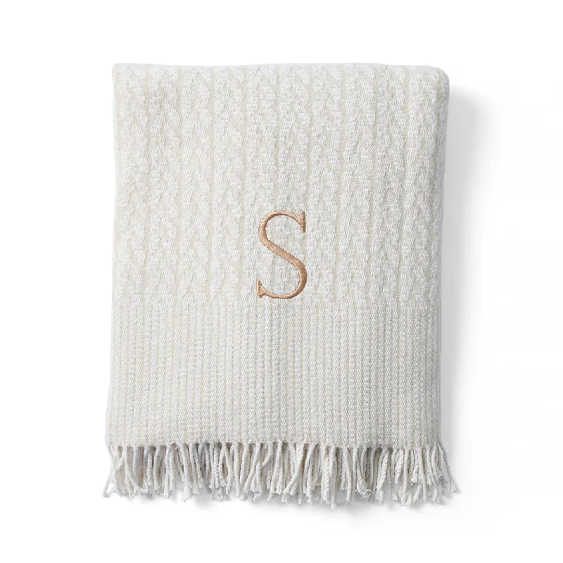 Great Deal Personalized Cable-Knit Throw