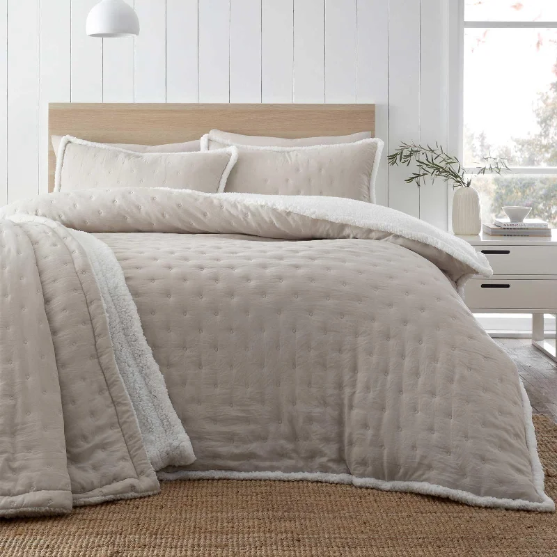 Huge Savings Cosy Nori Sherpa Duvet Cover Set Cream