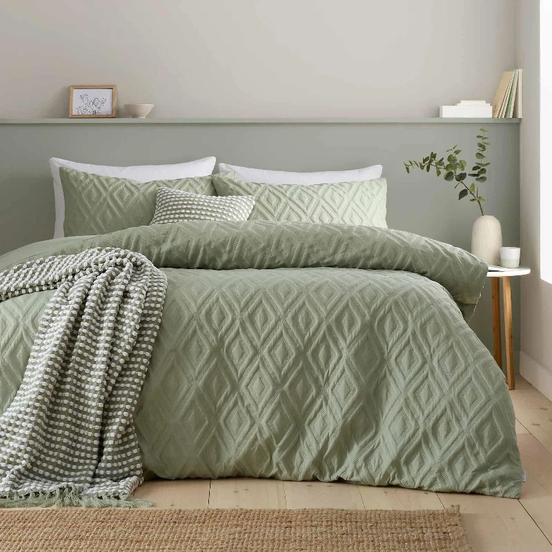 Act Now Jacob Geo Duvet Cover Set Sage