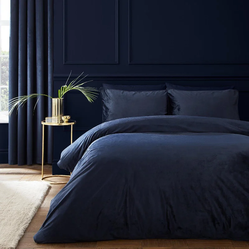 Super Deal Kingsley Matt Velvet Duvet Cover Set Navy