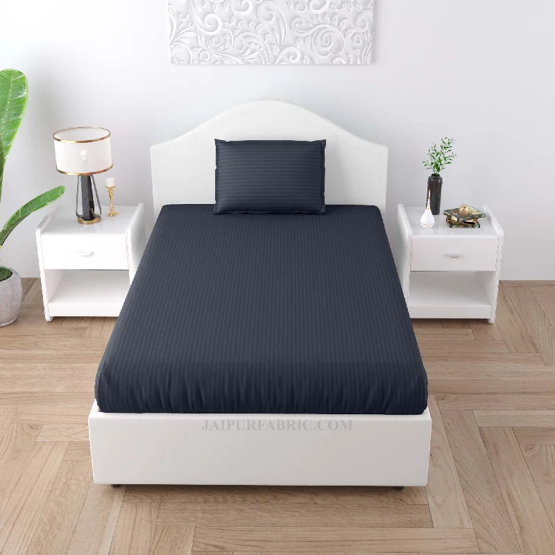 Your Chance To Save Big This Weekend Charcoal Gray Satin Stripes Single BedSheet