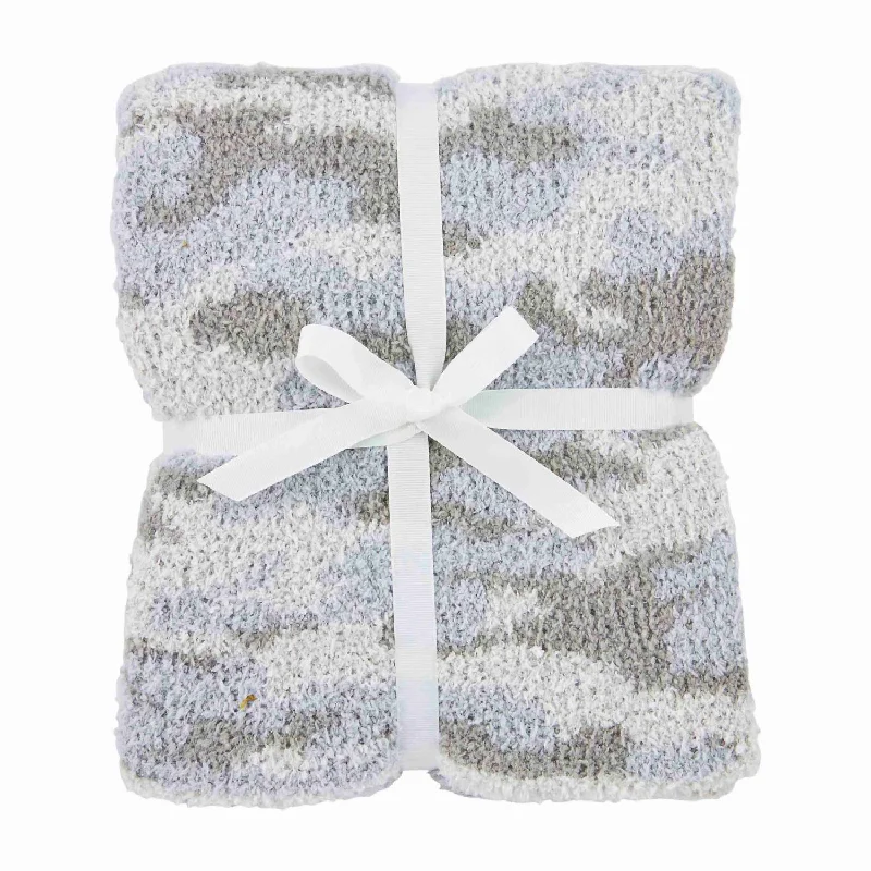 Super Sale Chenille Blanket In Gray Camo