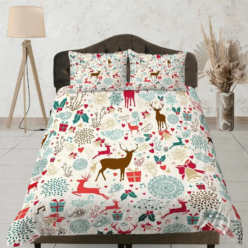 Great Bargains Christmas Duvet Cover Set and Christmas Pillows Reindeer Dorm Bedding Comforter Cover Christmas Gift