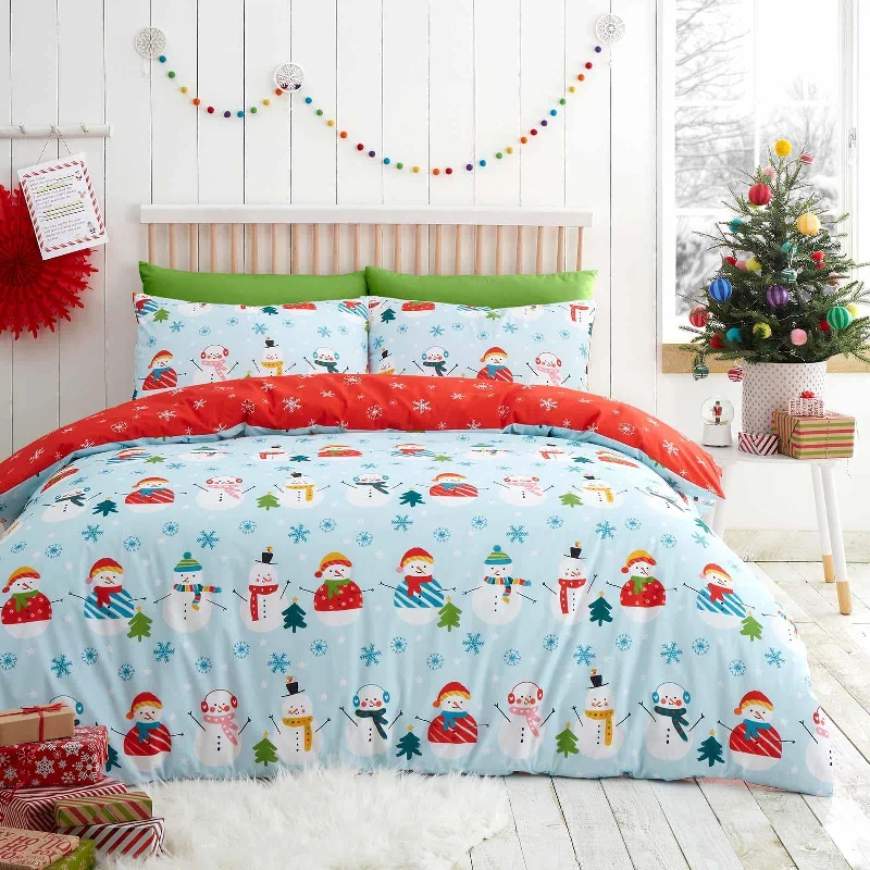Midnight Madness Christmas Snowman Duvet Cover Set