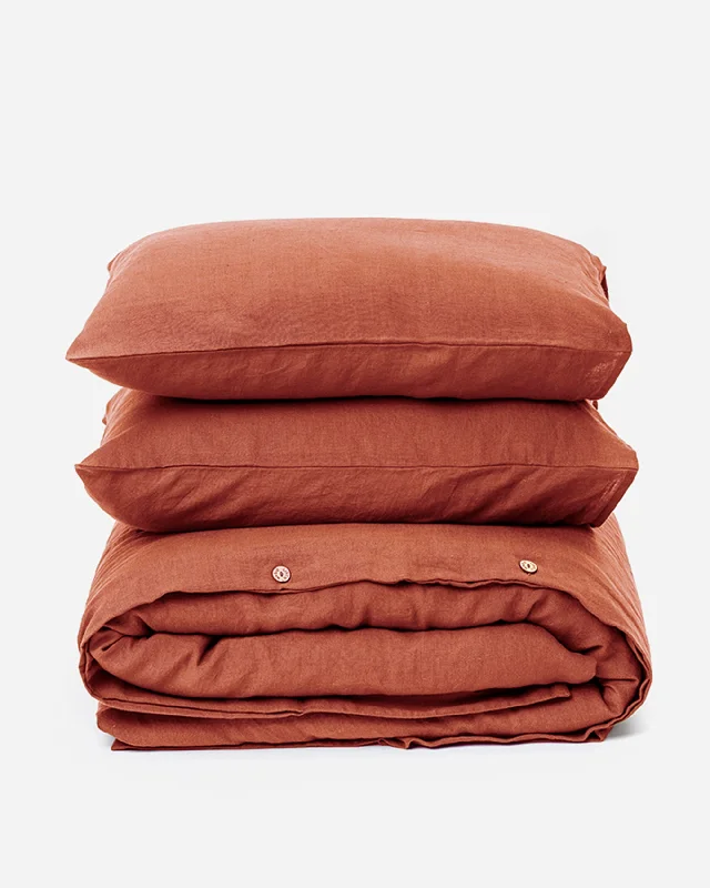 Great Deals Clay linen duvet cover set (3 pcs)