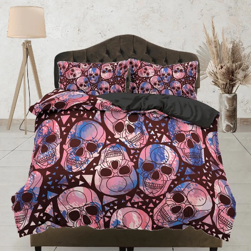Midnight Sale Colorful Skulls Duvet Cover Set Bedspread, Dorm Bedding with Pillowcase