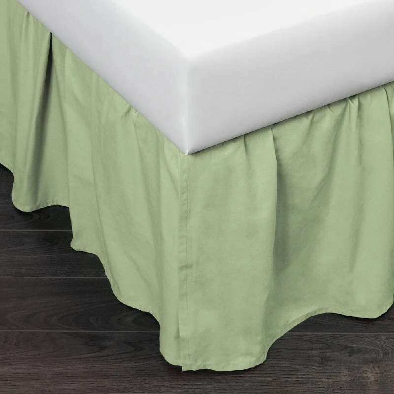 Half Price Cottage Home Brighton Green Cotton 39 x 76 x 21 Inch Drop 3 Piece Tuck in Bed Skirt