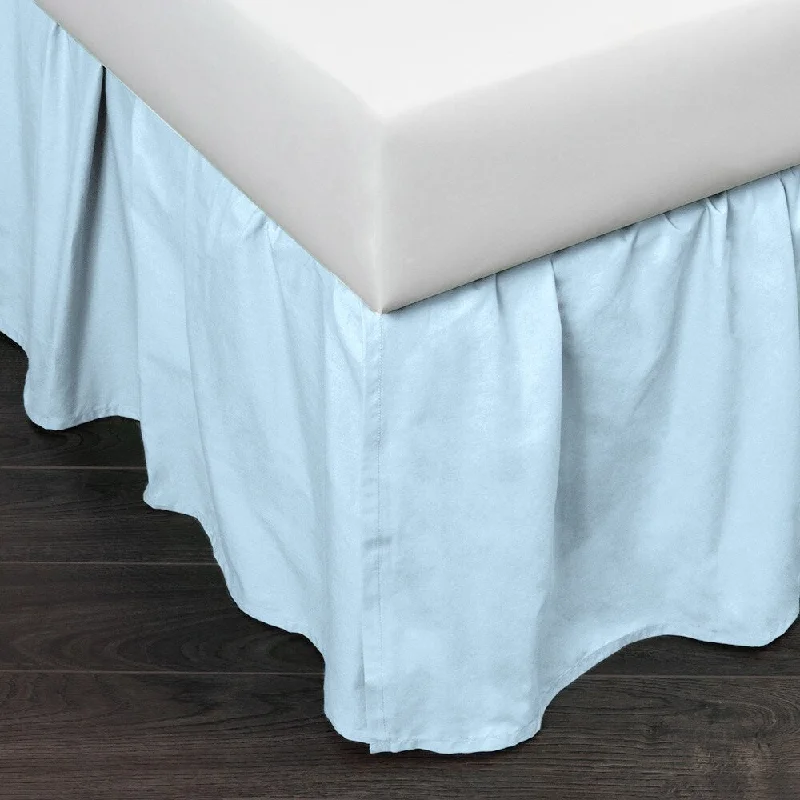 Instant Deal Cottage Home Brighton Sky Blue Cotton 21 Inch Drop3 Piece Bed Skirt