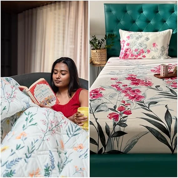 Weekend Savings Galore Cotton Bedsheet + AC Blanket Combo Pack - (Combo 26 - France + Majestic Pink bedsheet) Weekend Savings Galore Cotton Bedsheet + AC Blanket Combo Pack - (Combo 26 - France + Majestic Pink bedsheet)