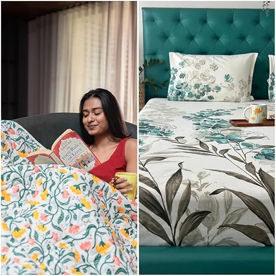 Weekend Deals That Thrill Cotton Bedsheet + AC Blanket Combo Pack - (Combo 27 - Kashmir+ Majestic Aqua bedsheet) Weekend Deals That Thrill Cotton Bedsheet + AC Blanket Combo Pack - (Combo 27 - Kashmir+ Majestic Aqua bedsheet)