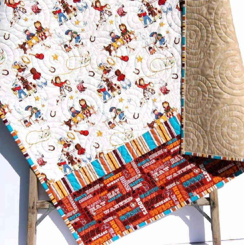 Special Savings Cowboy Western Quilt Retro Vintage Looking Gender Neutral Blanket Horseshoe Roping Boy or Girl Special Savings Cowboy Western Quilt Retro Vintage Looking Gender Neutral Blanket Horseshoe Roping Boy or Girl
